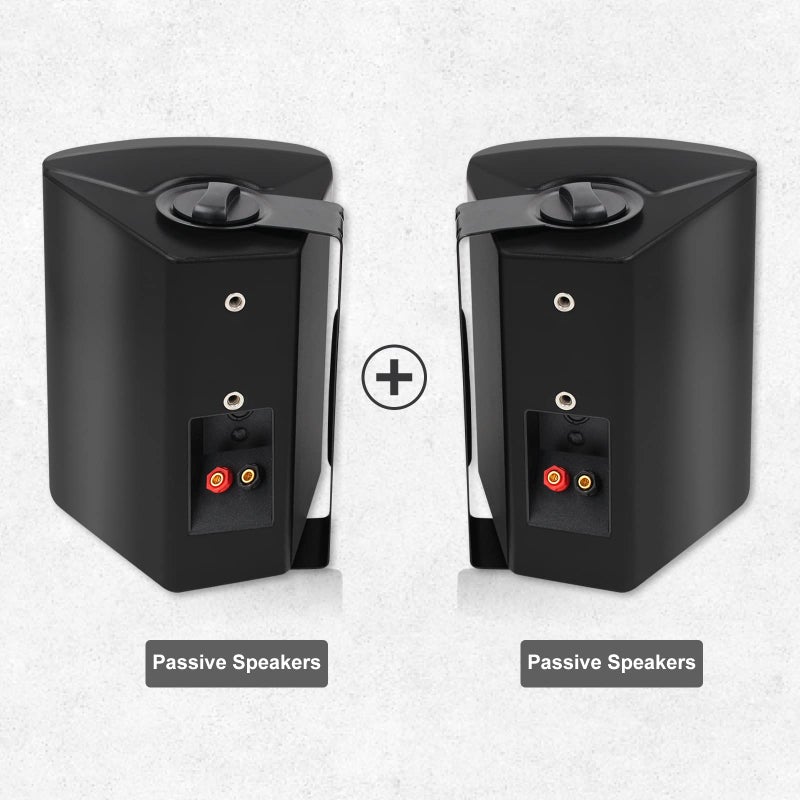 Herdio 5.25 Inches Passive Outdoor Speakers Wired Waterproof, 300 Watts Wall Mount Speakers All Weather for Patio Indoor Deck Countryard (1 Pair, Black) - Image 4